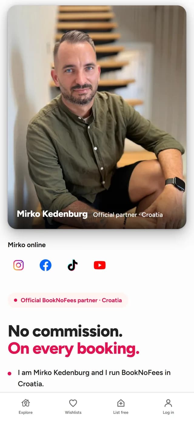 De partnerpagina in de BookNoFees-app