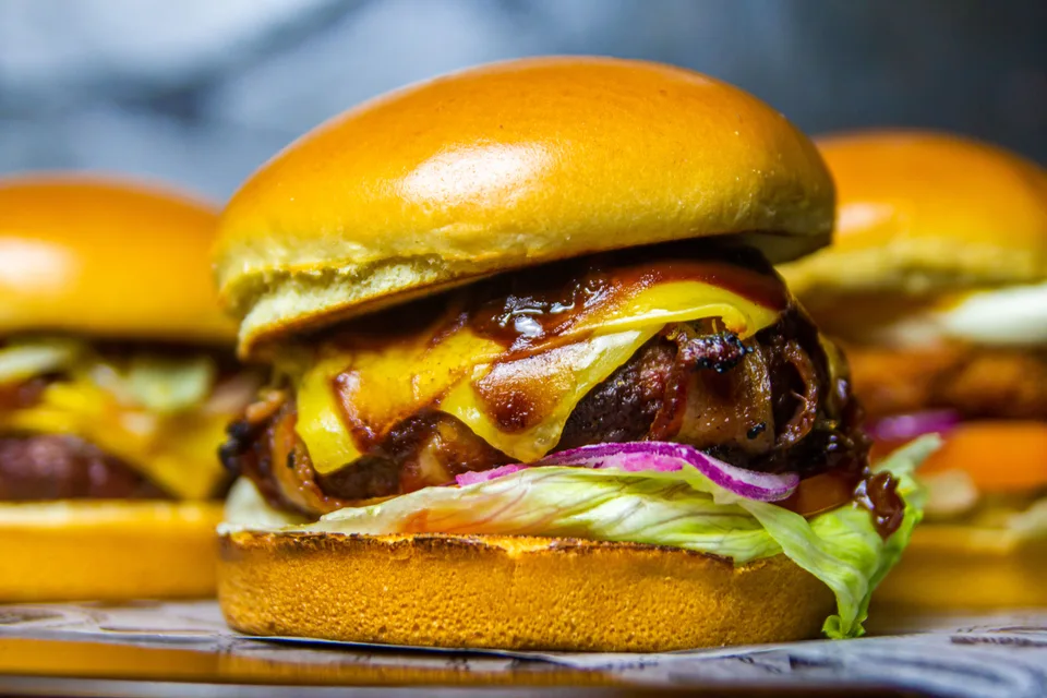 BookNoFees: Voorbeeldfoto: Cheeseburger met sla en tomaat